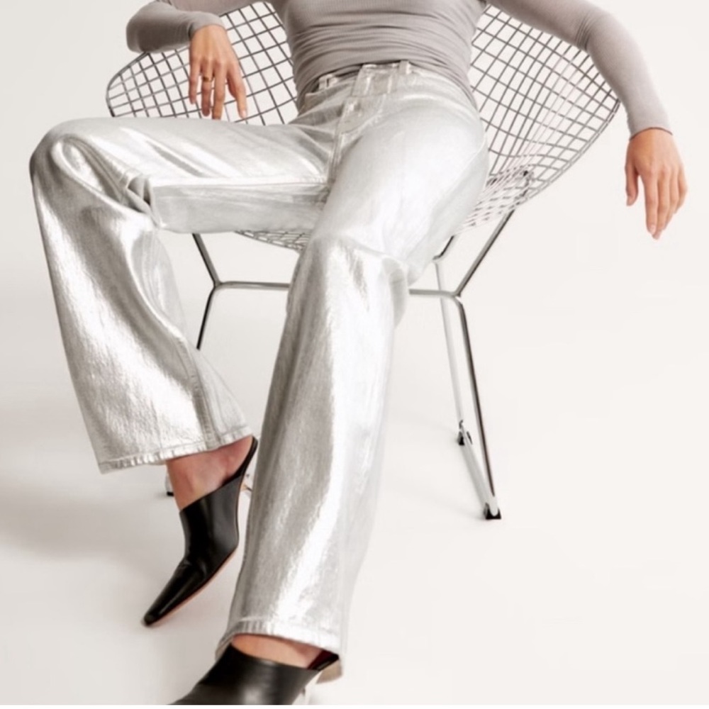 Wayf Silver Straight Leg Pants